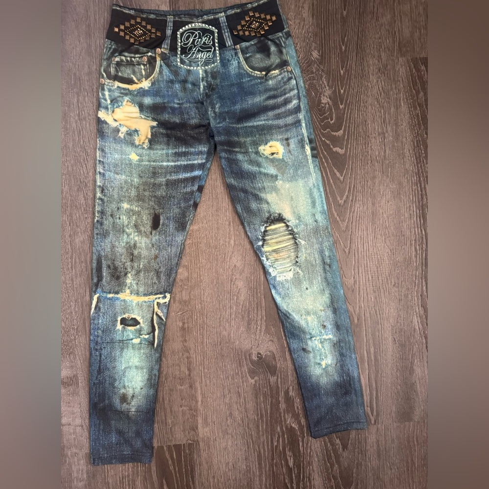 Bejeweled leggings made to look like jeans!! Size small/medium